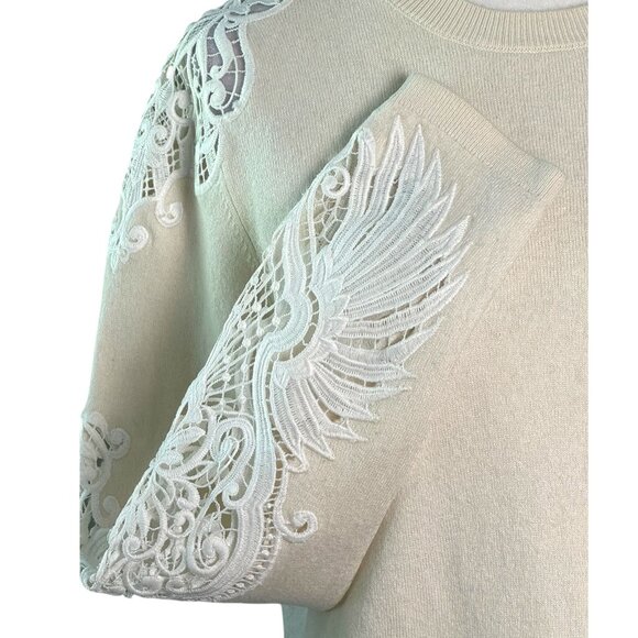 Ted Baker London "Shelsin" Lace-Inset Sweater in Cream Women's Size 10 (TB-4) - Picture 3 of 14